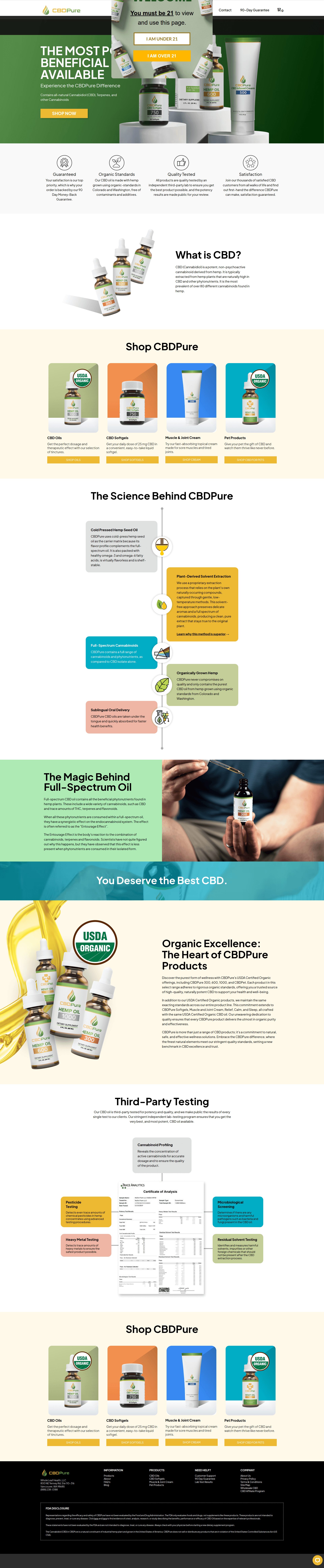 CBDPure website screenshot