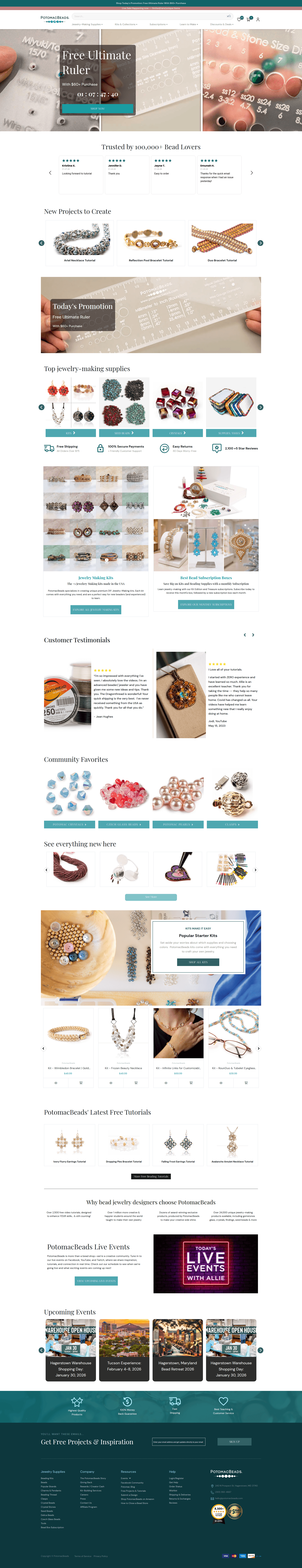 Potomac Beads website screenshot